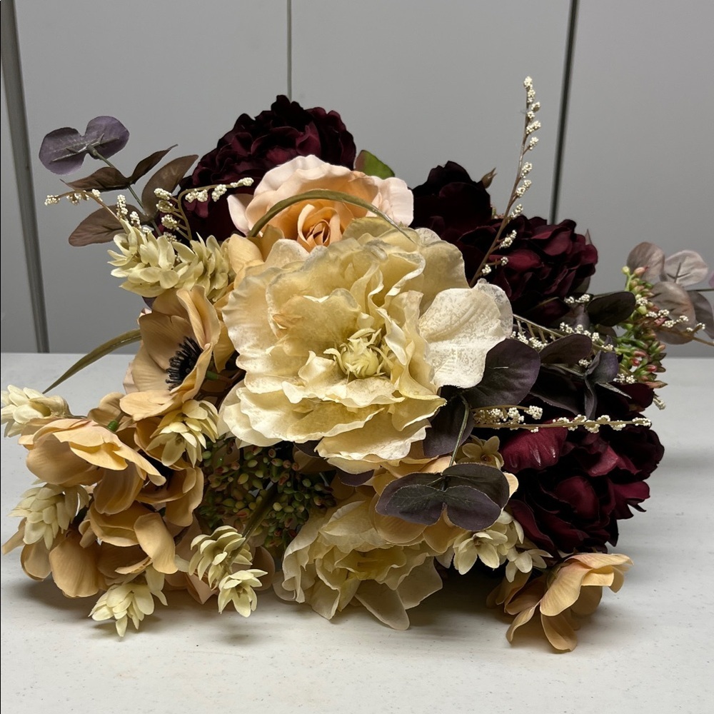 Elegant Floral Arrangement in Cream and Burgundy